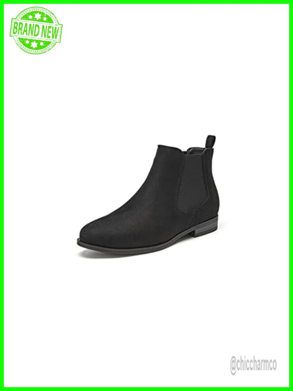 Faux Suede Chelsea Ankle Bootie Slip On Low Heel Round Toe